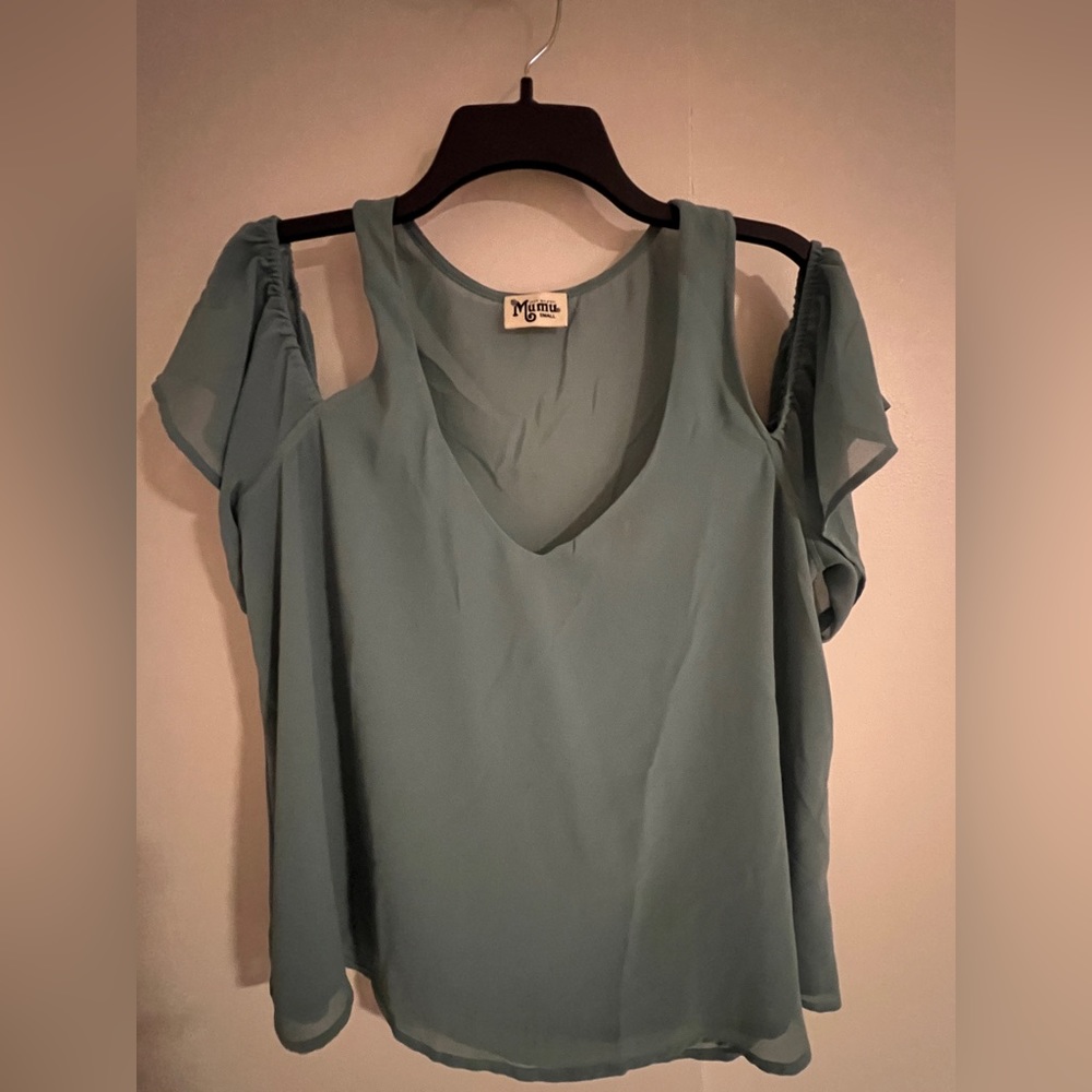 Show Me Your Mumu sheer off the shoulder top